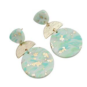 Minty Fresh Drop Elegance Drop Dangle Earrings Blue Green Gold